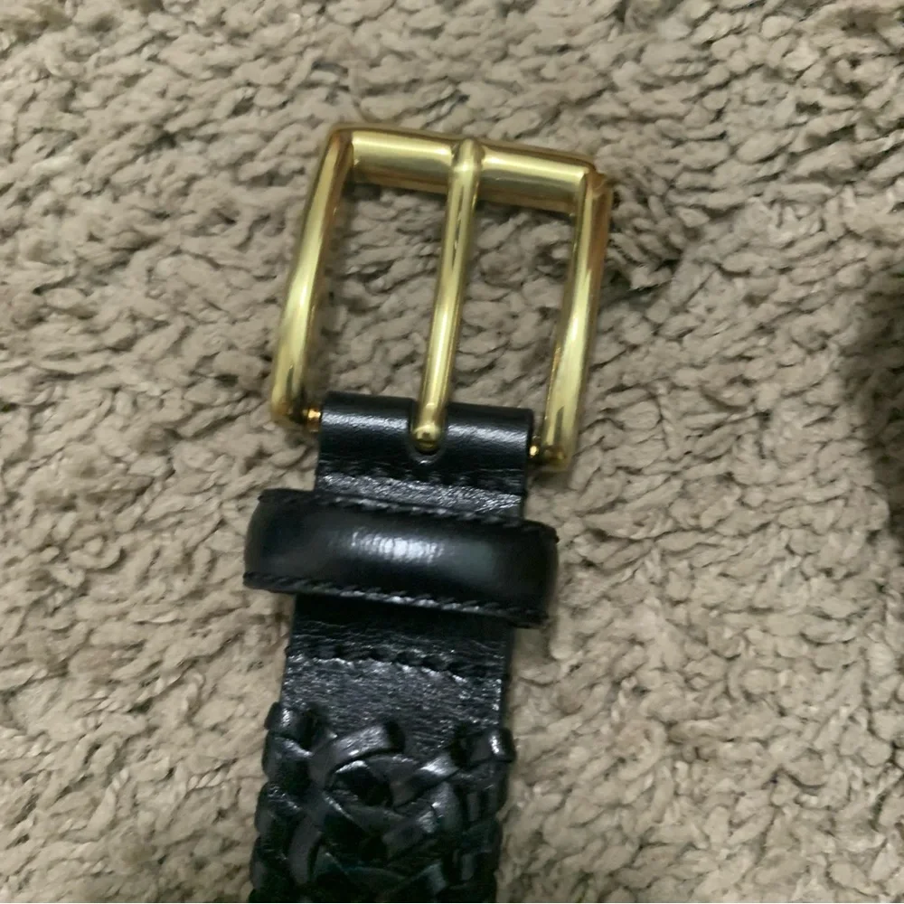 Men’s Genuine Leather Braided Black Belt 42